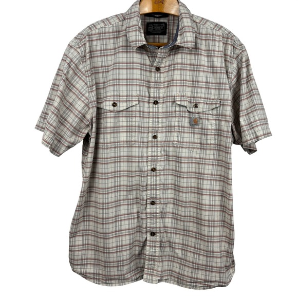 Carhartt Other - Carhartt Plaid‎ Short Sleeve Button Up Shirt Men's 2XL Relaxed Fit Workwear